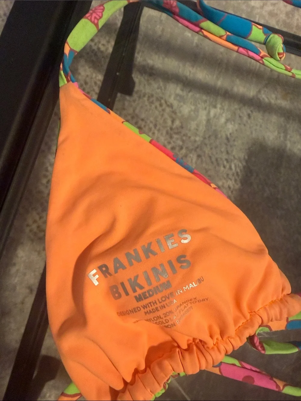 Frankie's Bikinis Neon Floral Triangle Bikini Top - Pink, Green, Blue, Yellow